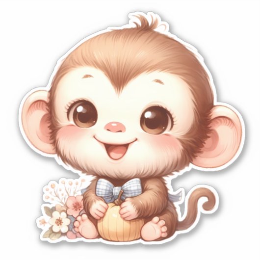 Monkey Custom Cut Scrapbooking Sticker (Voorkant)
