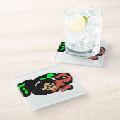 Monkey cute  glazen onderzetter (Schuin)