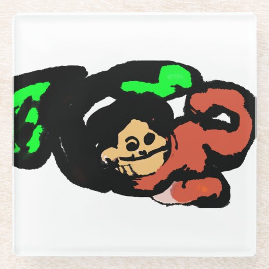 Monkey cute  glazen onderzetter (Voorkant)