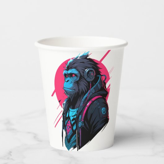 Monkey cyberpunk papieren bekers (Voorkant)