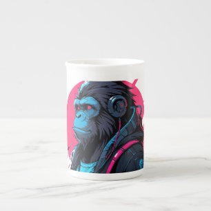 Monkey cyberpunk porselein kop