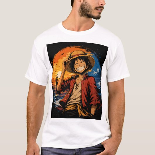 Monkey D. Luffy Geïnspireerd Anime T-Shirt – Krach (Voorkant)