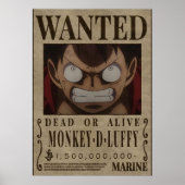Monkey D Luffy One Piece Bounty Gezocht Poster (Voorkant)