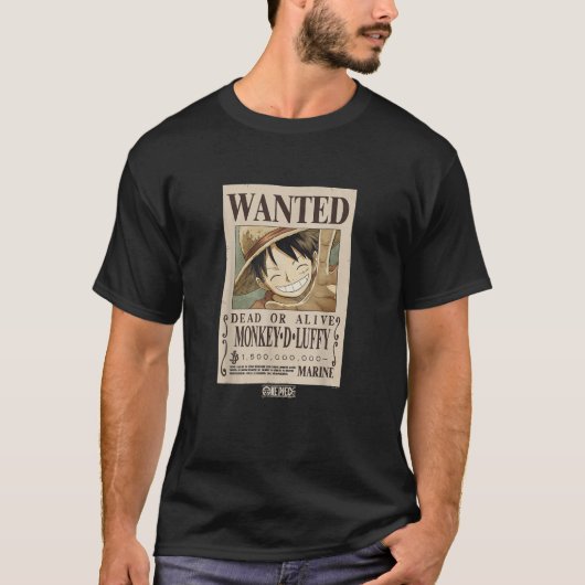 Monkey D. Luffy Wanted Poster: 1.5 Billion Berries T-shirt (Voorkant)