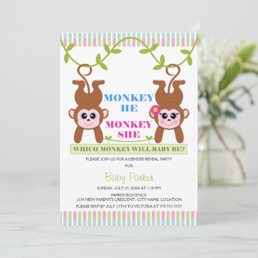 Monkey, de aap van de vrouw, die de partij van de  kaart (Staand voorkant)