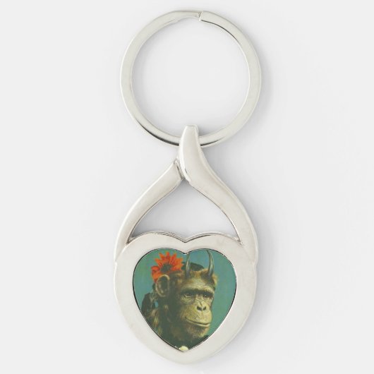 Monkey Demon Heart-vormige Keyring Sleutelhanger (Voorkant)