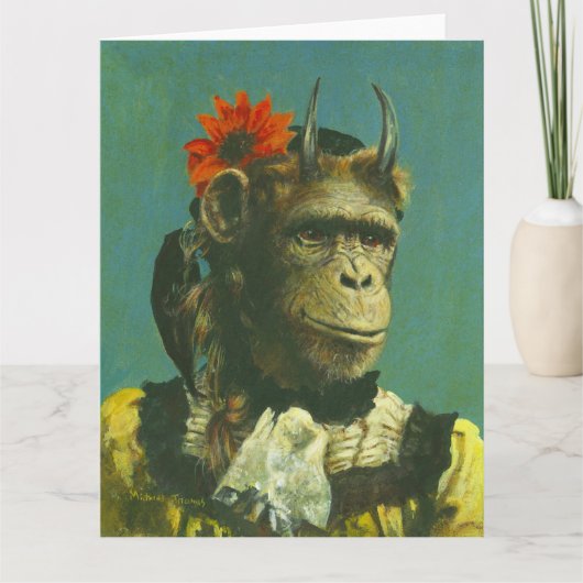 Monkey Demon Large Greetings Card Kaart (Voorkant)
