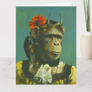 Monkey Demon Large Greetings Card Kaart