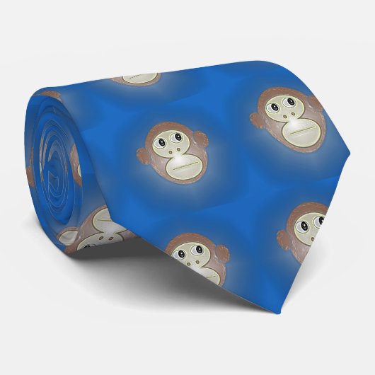 Monkey Design Necktie Stropdas (Opgerold)