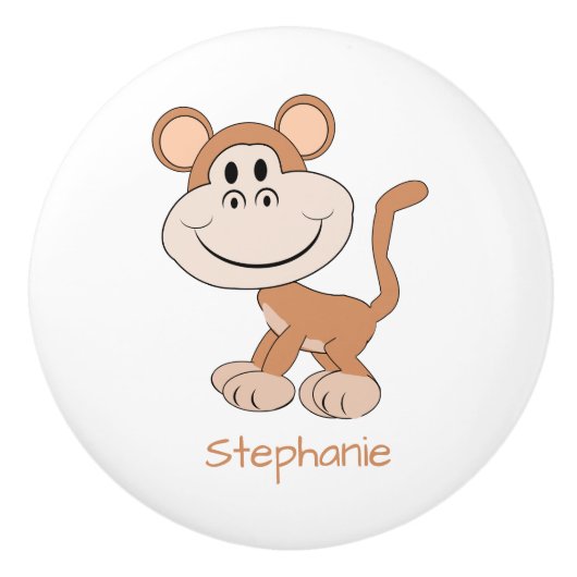 Monkey Design Personalised Keramische Knop (Voorkant)