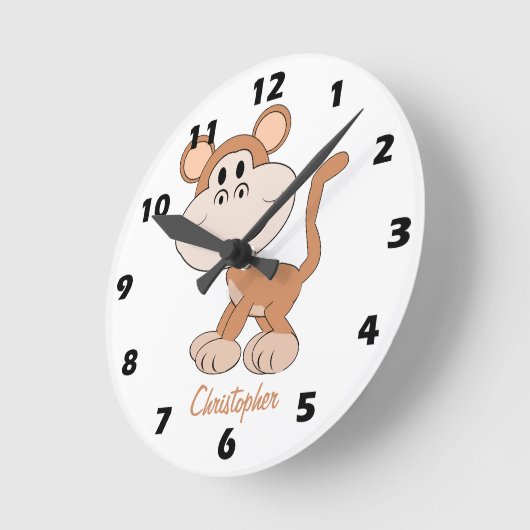 Monkey Design Personalised Ronde Klok (Hoek)