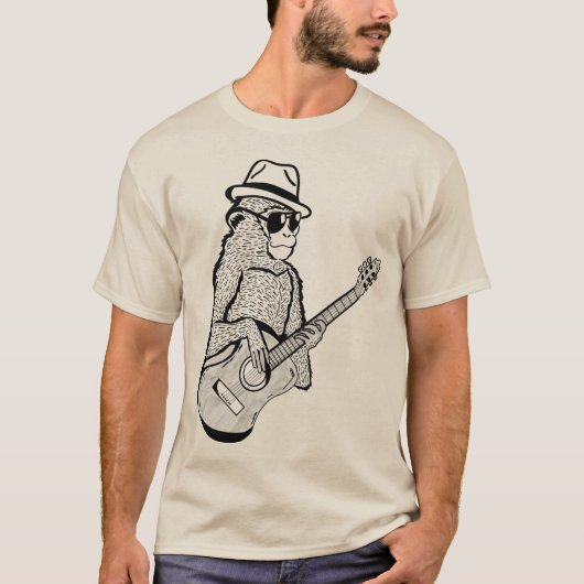 Monkey die een gitaar speelt t-shirt (Voorkant)