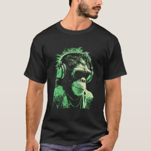 Monkey DJ met hoofdtelefoon en zonnebril T-shirt
