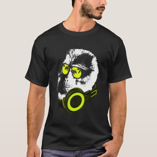 Monkey Dj With Headphones And Sunglasses  Party T-shirt (Voorkant)