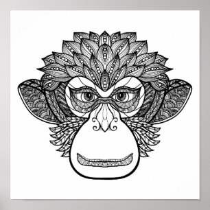 Monkey Doodle Face 2 Poster