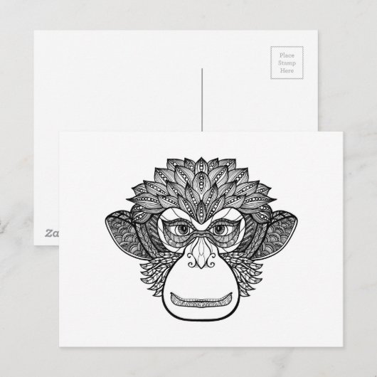 Monkey Doodle Face Briefkaart (Voorkant / Achterkant)