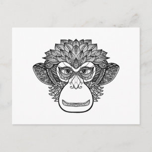 Monkey Doodle Face Briefkaart