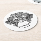 Monkey Doodle Face Ronde Kartonnen Onderzetter (Gebogen)