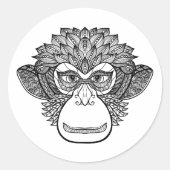 Monkey Doodle Face Ronde Sticker (Voorkant)