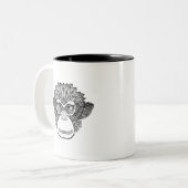 Monkey Doodle Face Tweekleurige Koffiemok (Voorkant links)