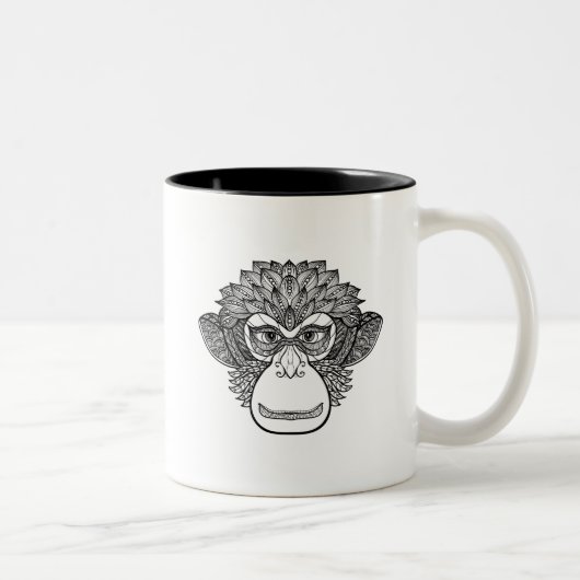 Monkey Doodle Face Tweekleurige Koffiemok (Rechts)