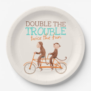 Monkey Double Trouble Twins Douche Welkomstbord Papieren Bordje