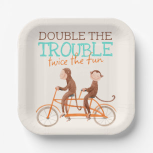 Monkey Double Trouble Twins Douche Welkomstbord Papieren Bordje