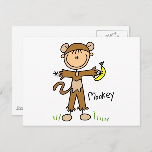 Monkey Dress Up T-shirts en cadeautjes Briefkaart (Voorkant / Achterkant)