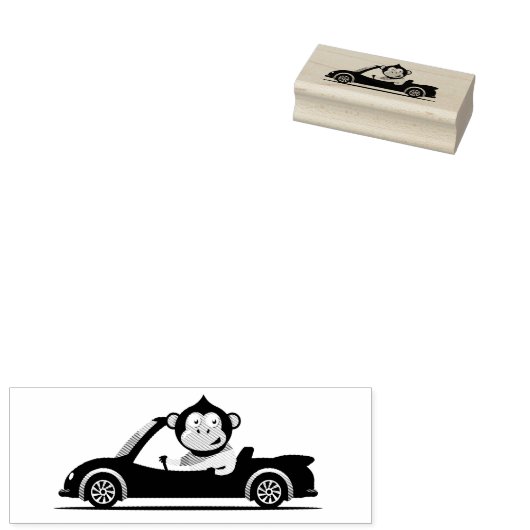 Monkey Driver Rubber Stamp Rubberstempel (Gestempeld)