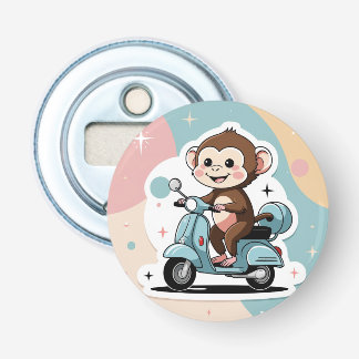 Monkey driving a scooter button flesopener