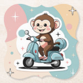 Monkey driving a scooter kartonnen onderzetters (Voorkant)