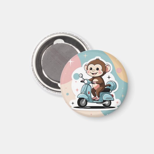 Monkey driving a scooter magneet (Voorkant / Achterkant)