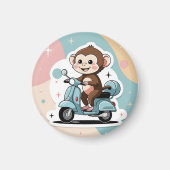 Monkey driving a scooter magneet (Voorkant)