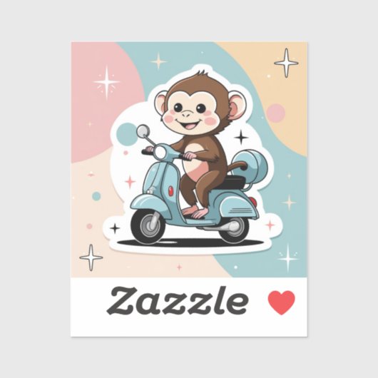 Monkey driving a scooter sticker (Vel)