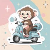 Monkey driving a scooter sticker (Voorkant)