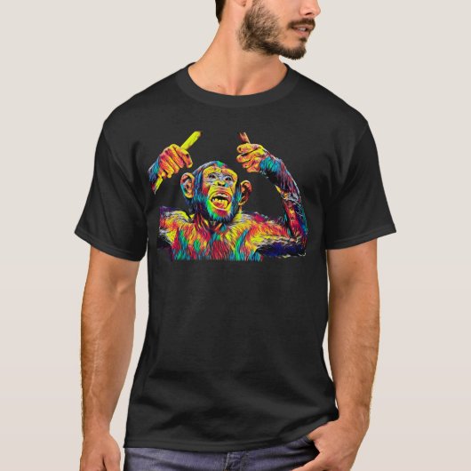 Monkey Drummer-cadeau voor muzikanten voor kleuren T-shirt (Voorkant)