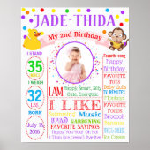 Monkey Duck Confetti Birthday-bordbord Poster (Voorkant)