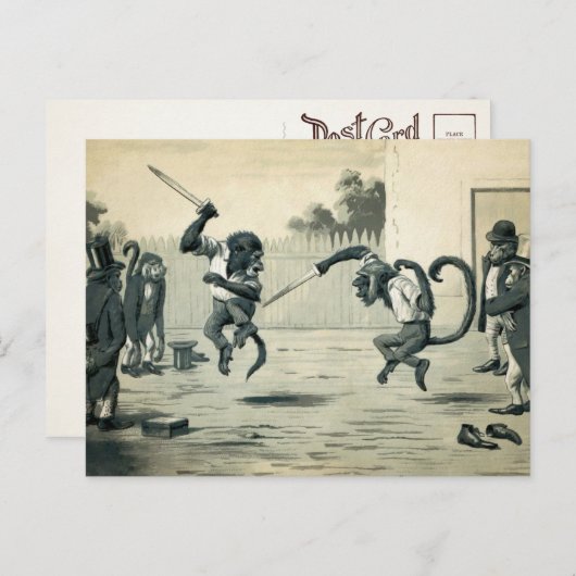 Monkey Duel Briefkaart (Voorkant / Achterkant)