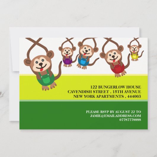 Monkey Dungaree, het verjaardagsfeestje van Kind Kaart (Achterkant)