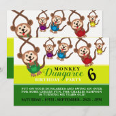 Monkey Dungaree, het verjaardagsfeestje van Kind Kaart (Voorkant / Achterkant)