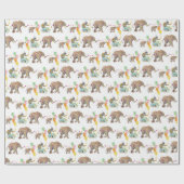 Monkey Elephant Balloon Party Birthday Gift Wrap Cadeaupapier (Vlak)