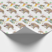 Monkey Elephant Balloon Party Birthday Gift Wrap Cadeaupapier (Hoek)