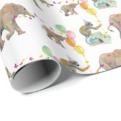 Monkey Elephant Balloon Party Birthday Gift Wrap Cadeaupapier (Rol Hoek)