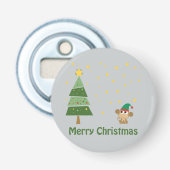 Monkey Elf Kerstmis Scene Button Flesopener (Voorkant)