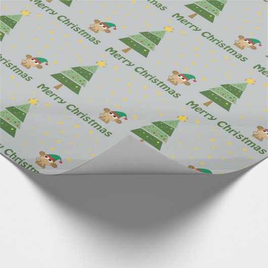 Monkey Elf Kerstmis Scene Cadeaupapier (Hoek)