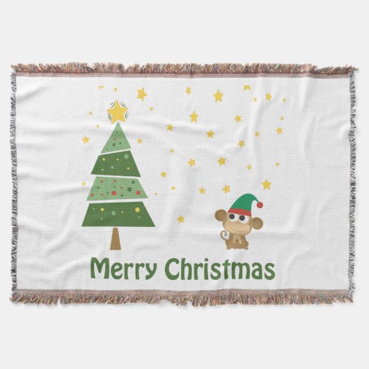 Monkey Elf Kerstmis Scene Deken (Voorkant)