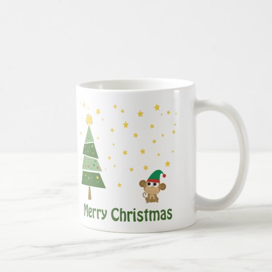 Monkey Elf Kerstmis Scene Koffiemok (Rechts)