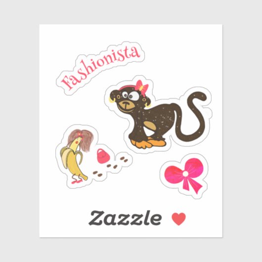 Monkey en banaan sticker (Vel)