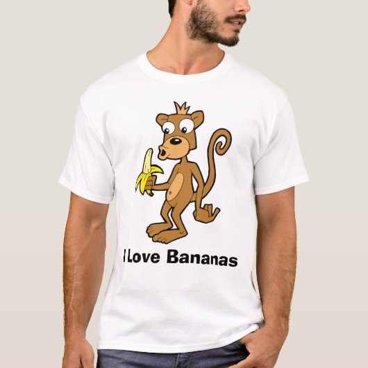 Monkey en Banana, ik hou van bananen T-shirt (Voorkant)