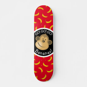 Monkey en Bananen Party Red en Black Persoonlijk Skateboard